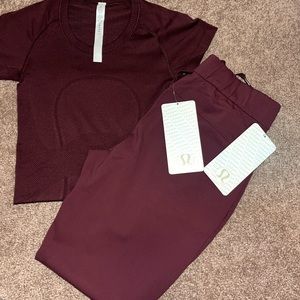 Lululemon ss crew top and on the fly pants brand new